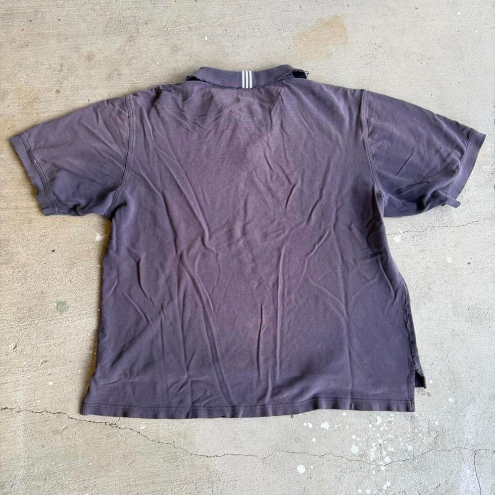 Vintage 90s Adidas Polo Shirt Mens XL Gray Purple Faded Trashed Distressed - Picture 2 of 6